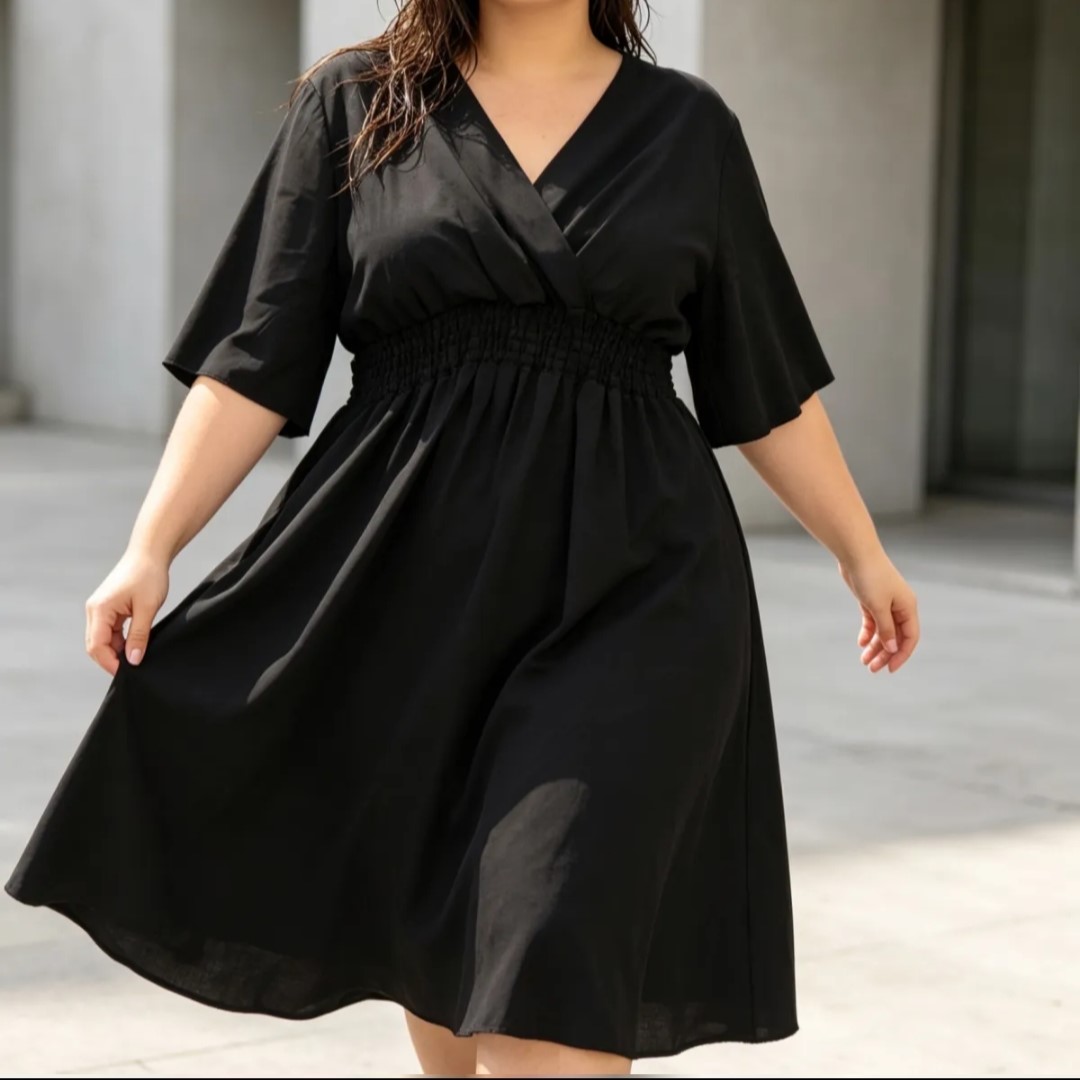 Robe Longue Chic et élégante noir grande taille