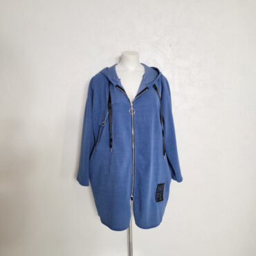 veste en velours bleu femme à capuche manches longues vêtements amples grandes tailles originaux