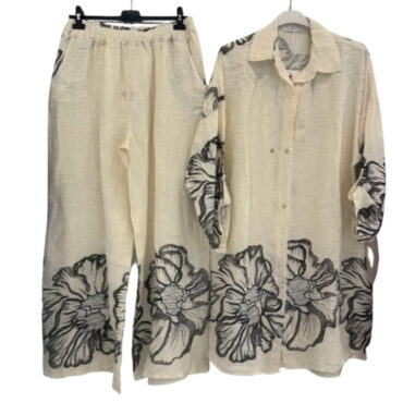 ensemble ete femme ronde lin floral chic et léger | Femme magasin de vêtements pour personnes âgées