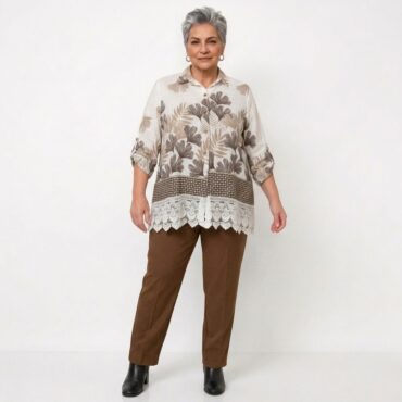 ensemble ete femme ronde lin floral chic et léger | Femme magasin de vêtements pour personnes âgées