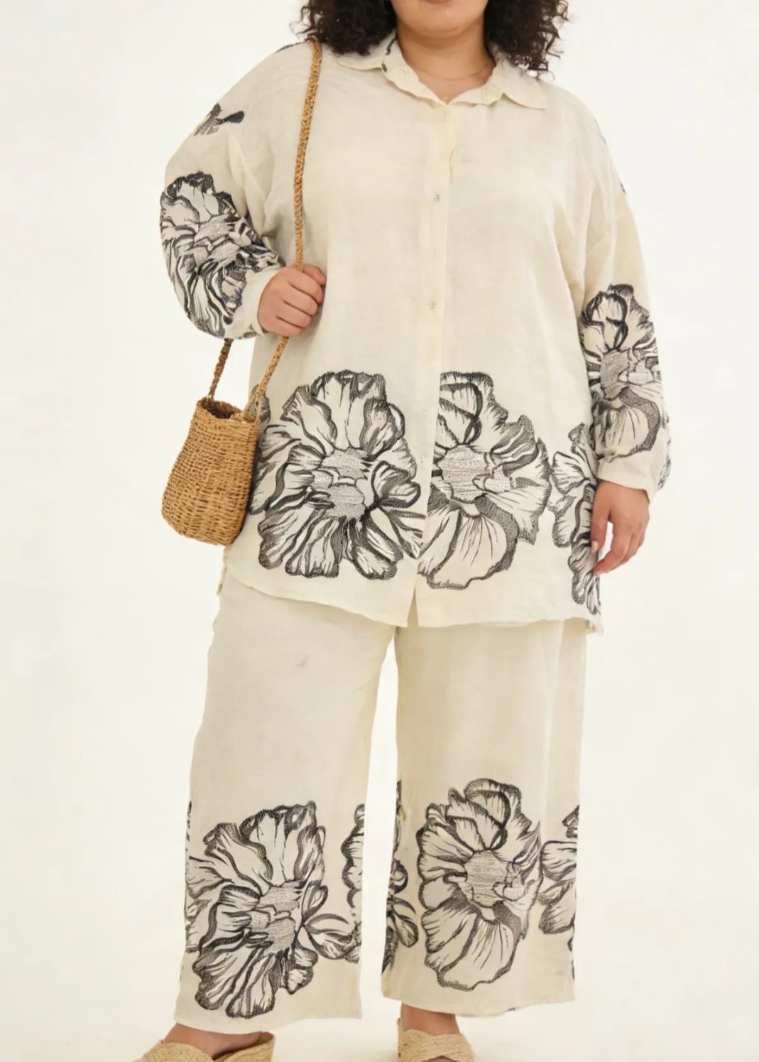 ensemble ete femme grande taille chemise et pantalon lin