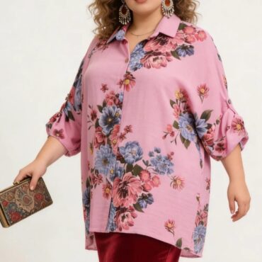 chemise grosses fleurs femme grande taille