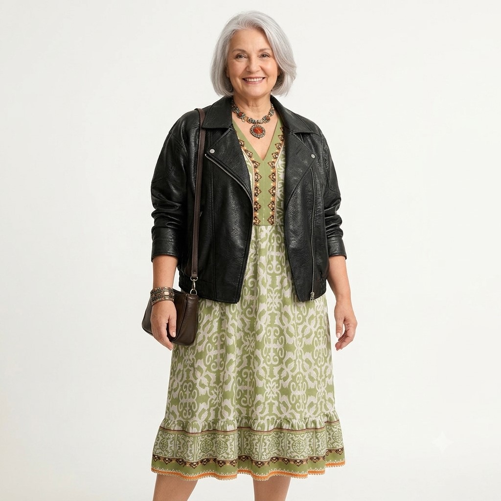 Femme senior ronde portant un ensemble robe et veste perfecto femme